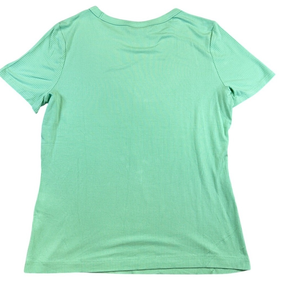 NWT On 34th Womens XL Mint Green Ribbed Knit Short Sleeve Crew Neck Top Tee